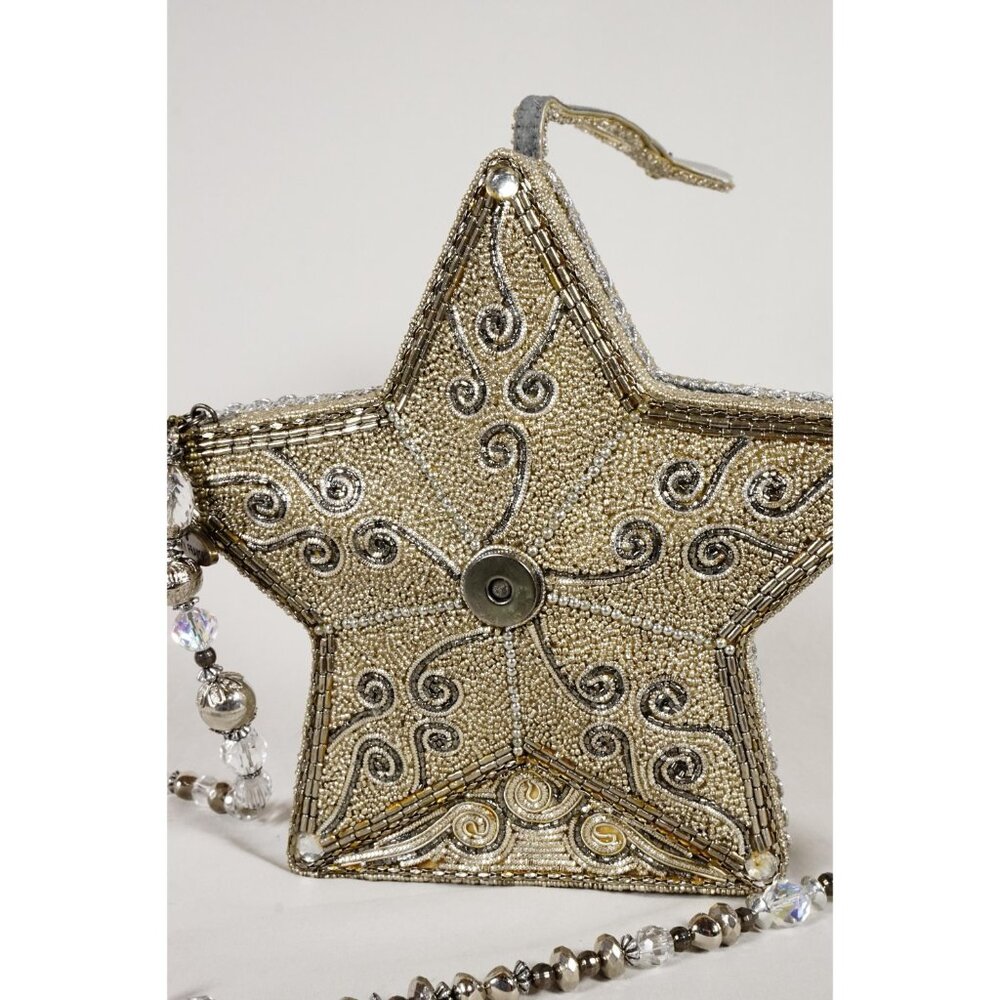 RARE Mary Frances Super Star Silver Gold Beaded Holiday Purse Handbag NEW!! - Picture 4 of 10